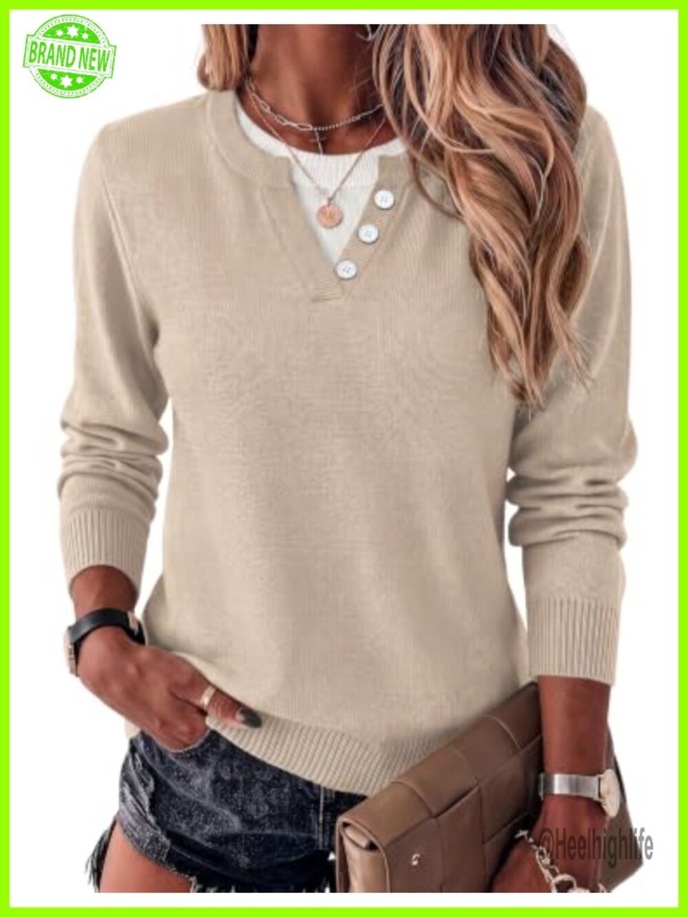 LOMON Women's Long Sleeve Lightweight Viscose Pullover Sweater Top